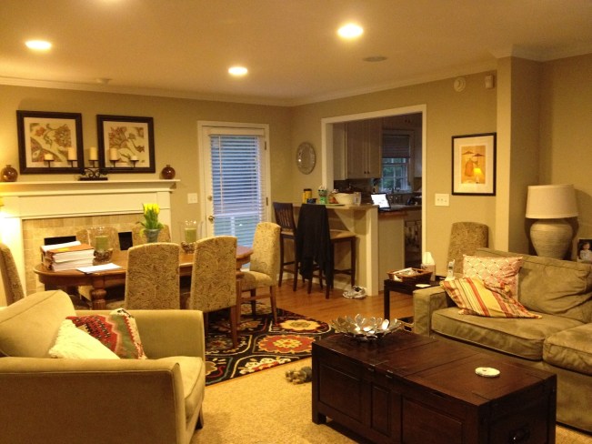 Living room with dining room - thediybungalow.com