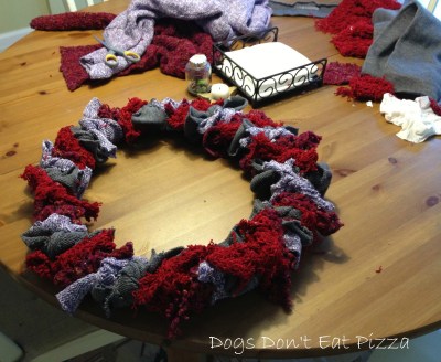 Upcycled scarf and sweater wreath - thediybungalow.com