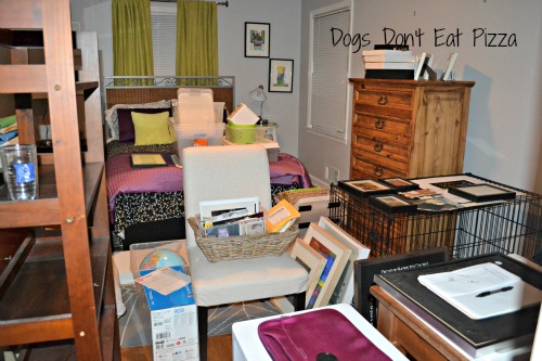 messy guest room means progress