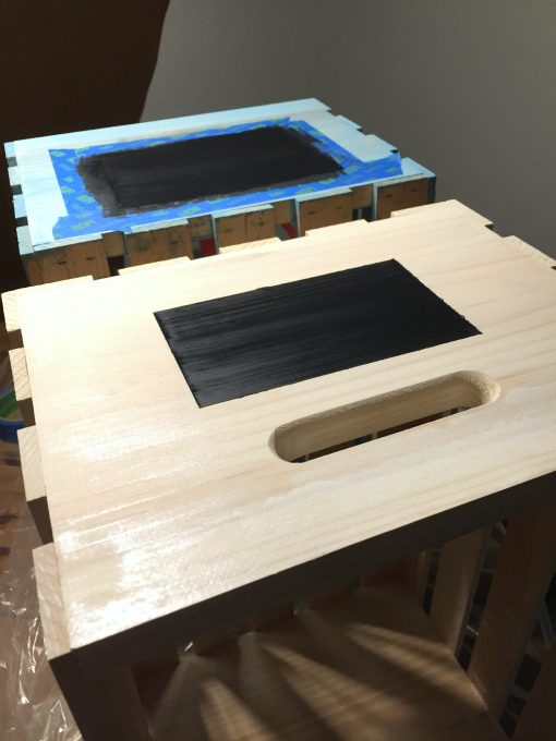 Chalkboard paint on side of crate - Personalized Hanukkah Gift Crate - thediybungalow.com