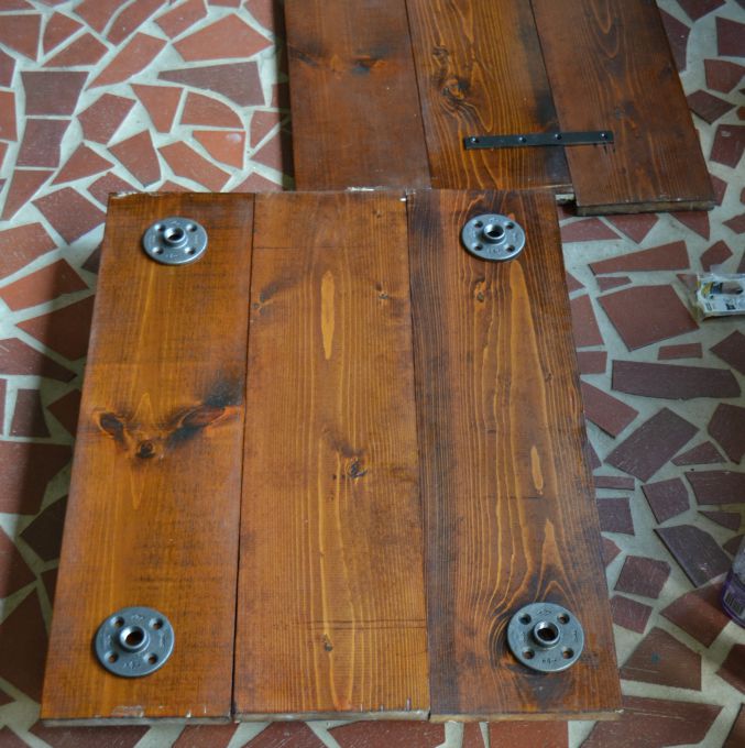 Flipped boards right-side up and added floor flanges - DIY two-tier coffee table - Dogs Don't Eat Pizza