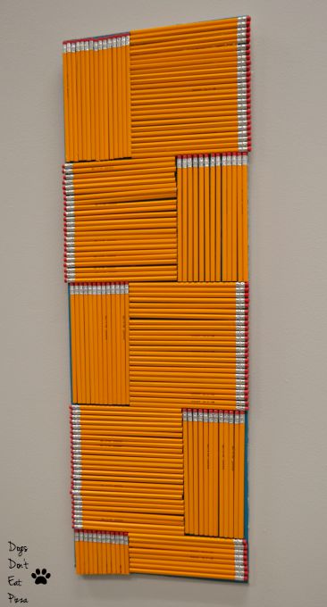 Art made from No. 2 pencils for the teachers' lounge renovation - thediybungalow.com