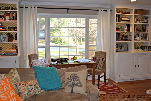 IKEA Merete curtains in the living room in the first house - thediybungalow.com