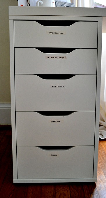 Labeled drawers - organized home office - thediybungalow.com