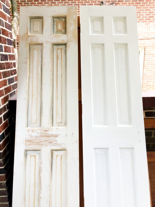 Stripped door on left compared to still-painted door on right - thediybungalow.com
