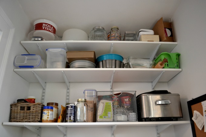 Top shelves of pantry for lesser used items - thediybungalow.com