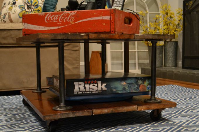 Close up of finished DIY two-tier coffee table - Dogs Don't Eat Pizza