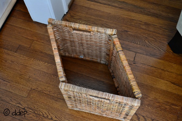 take an Ikea basket without the bottom - hide cords - Dogs Don't Eat Pizza