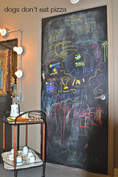 chalkboard-door-cart- Dogs Don't Eat Pizza