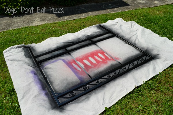 spray painted headboard frame