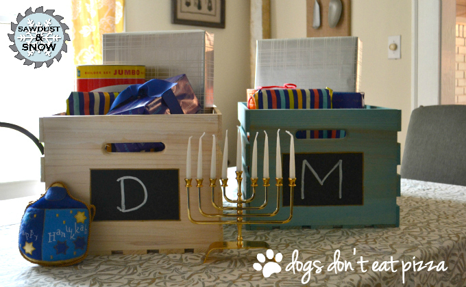 Sawdust & Snow Personalized Hanukkah Gift Crates with logo - thediybungalow.com