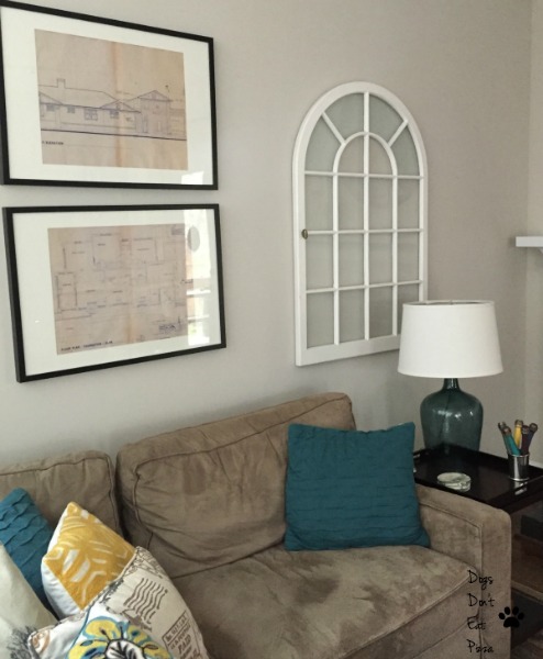 cabinet window as art - five uses for old windows - Dogs Don't Eat Pizza