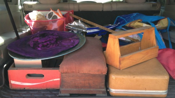 Friday Five - five things to know about shopping estate sales - haul in car - Dogs Don't Eat Pizza