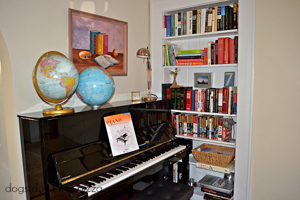 Piano in the living room in the 1929 House - thediybungalow.com