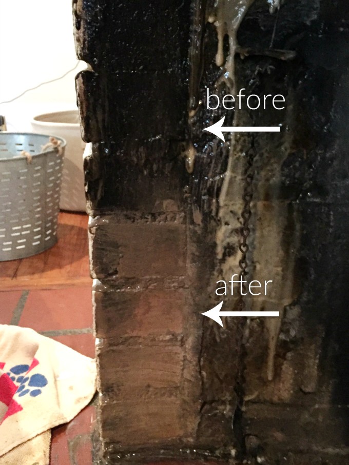 Before and after how to clean a fireplace firebox brick - thediybungalow.com