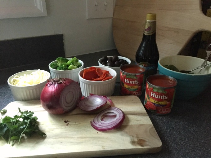 Toppings and sauce for Make-Your-Own Pizza Night - thediybungalow.com