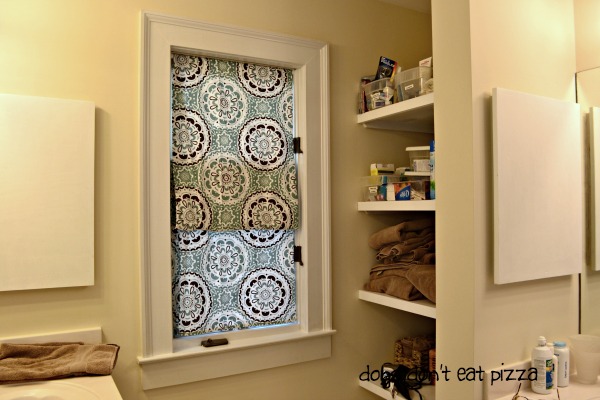 Faux Roman shades from shower curtains - home projects in thirty minutes or less