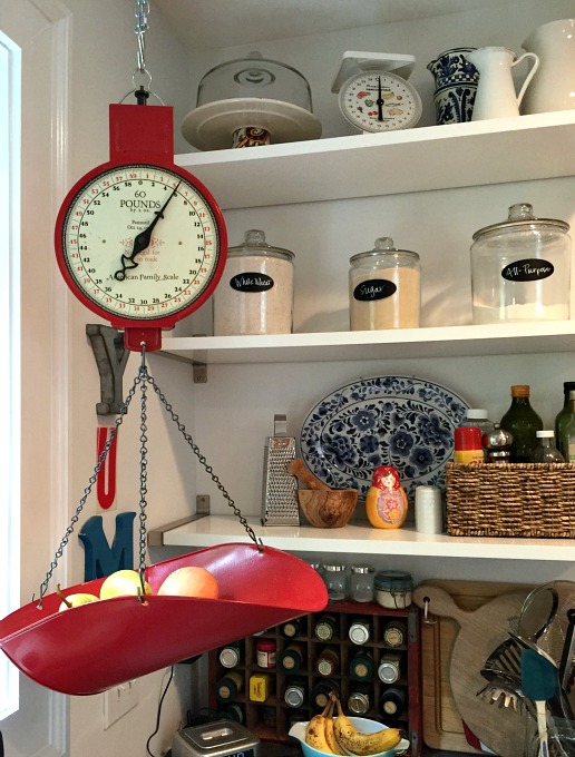 Scale found at estate sale as produce storage / five DIY projects in 30 minutes or less / thediybungalow.com
