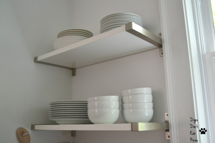 Dishes on open shelving - thediybungalow.com