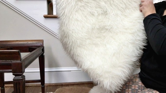 IKEA TEJN for cushion for DIY faux fur foot stool - thediybungalow.com