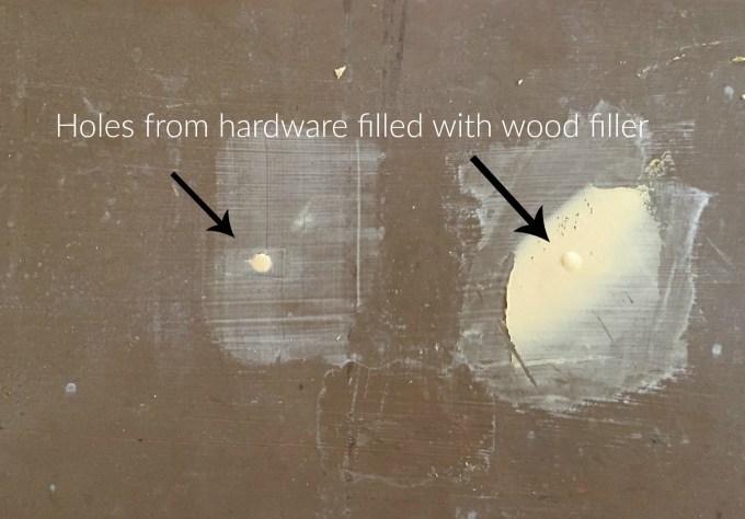 Fill holes in drawer to turn it into a cabinet - thediybungalow.com