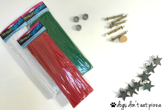 Materials used to turn hardware into holiday decor - thediybungalow.com