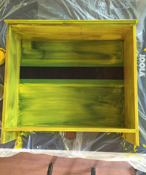 Drawer-turned-storage cabinet after three coats of paint - thediybungalow.com