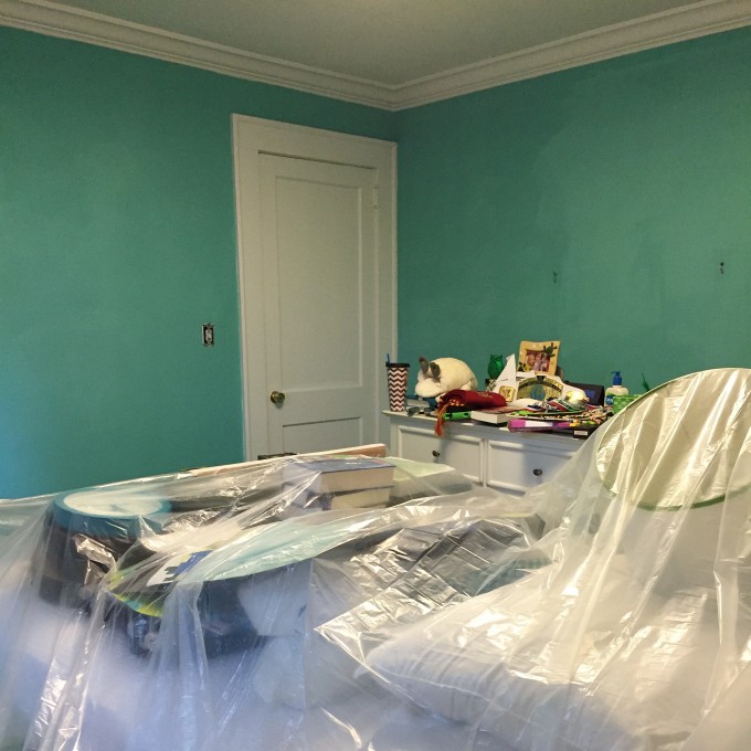 paint color in M's room - Cooled Blue by HGTV Home by Sherwin Williams - thediybungalow.com