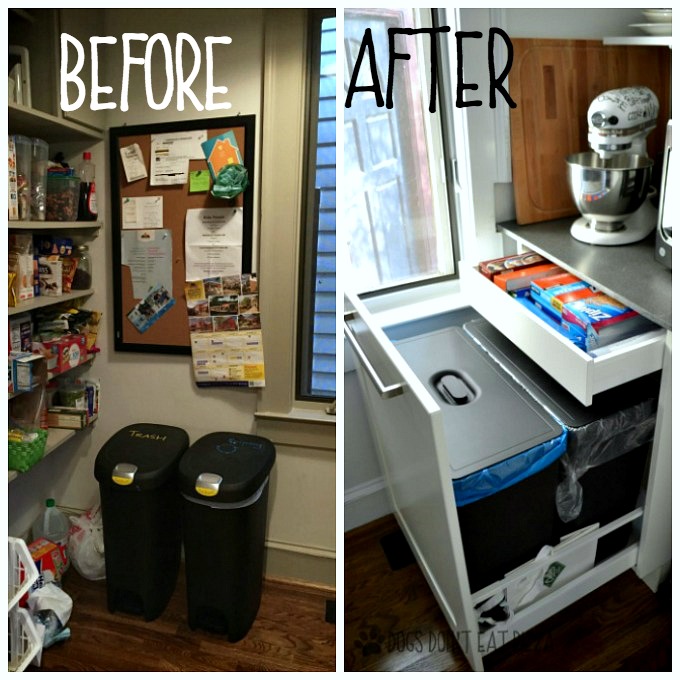 Trash and recycling before and after - thediybungalow.com