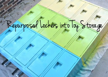 Repurposed old lockers for toy storage - thediybungalow.com