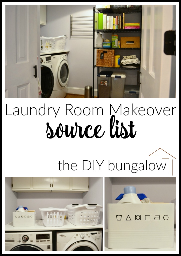 Laundry room makeover reveal source list - find this and more room makeovers at thediybungalow.com