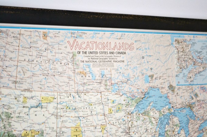 Old maps are a great way to decorate a big blank wall - thediybungalow.com
