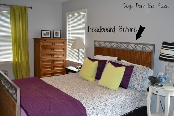 headboard in guest room before at Dogs Don't Eat Pizza
