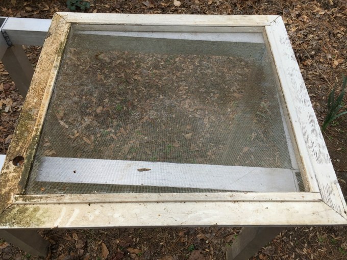 Window frame found by the side of the road repurposed into DIY fireplace screen - thediybungalow.com