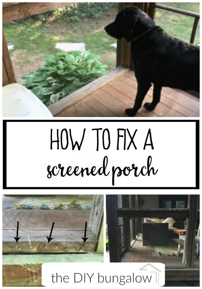What happens if your dog (or kid) runs through your screened porch? Here's how to fix a screened porch, plus find more DIY and outdoor projects at thediybungalow.com