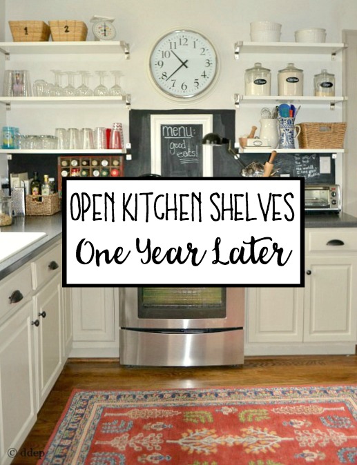 Open Shelving in the Kitchen One Year Later - thediybungalow.com