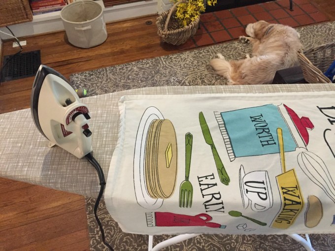 Use steam setting to iron tea towels for framing as art - thediybungalow.com