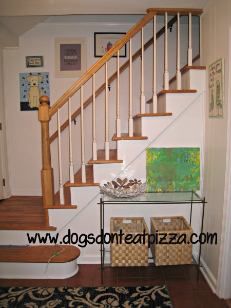 stairs entry - glass table - Dogs Don't Eat Pizza