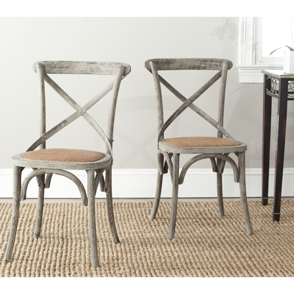 Safavieh-Franklin-X-back-Distressed-Colonial-Grey-Oak-Chairs-dining room chairs - Dogs Don't Eat Pizza