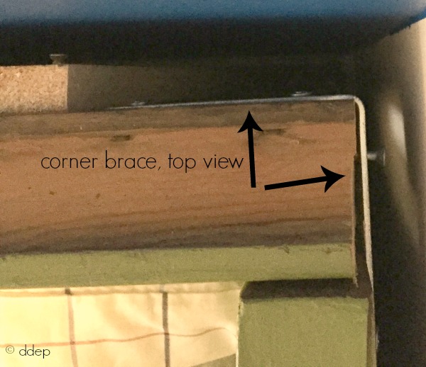 corner brace top view - how to build a daybed from old doors - thediybungalow.com