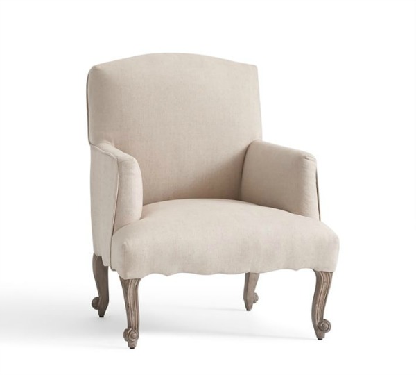 Pottery Barn Lincoln Upholstered Armchair - farmhouse look for less - thediybungalow.com