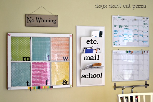 Turn a blank wall into a family command center as one of five ways to decorate a big wall - thediybungalow.com