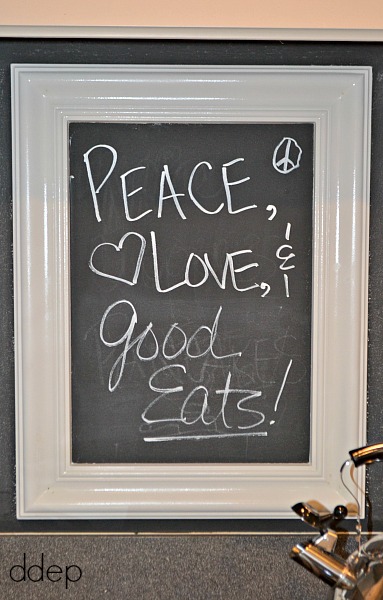 chalkboard backsplash with frame - kitchen - thediybungalow.com