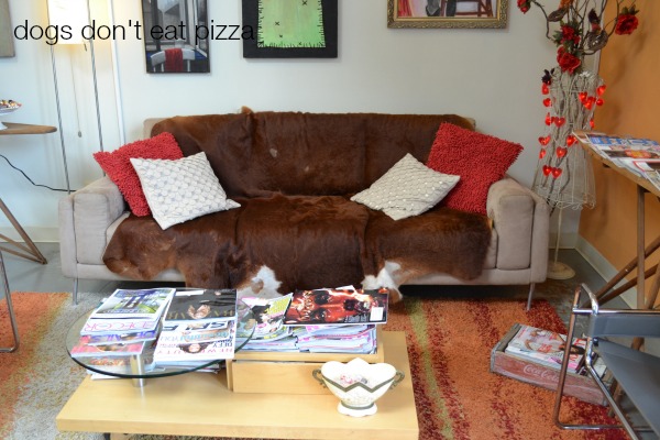 cowhide-on-sofa - Dogs Don't Eat Pizza