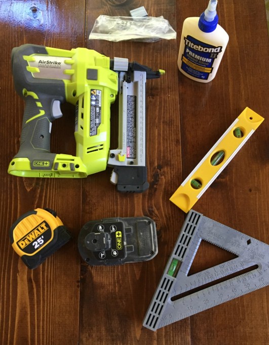 Tools needed to attach the shelves and base to the drawer turned into cabinet - thediybungalow.com