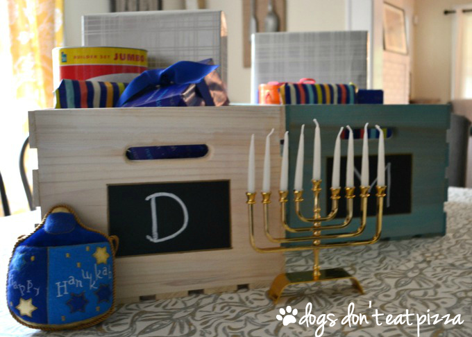 Sawdust & Snow Personalized Hanukkah Gift Crate Close Up - thediybungalow.com
