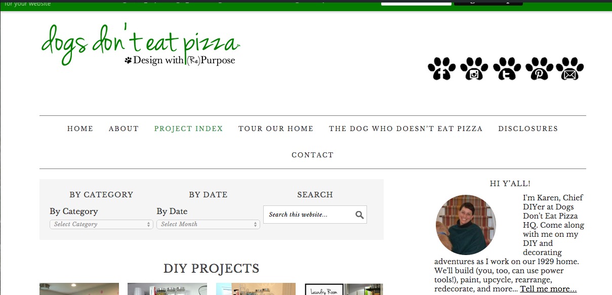 project index page - Dogs Don't Eat Pizza