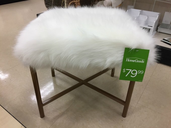 Faux fur stool at HomeGoods for more - thediybungalow.com