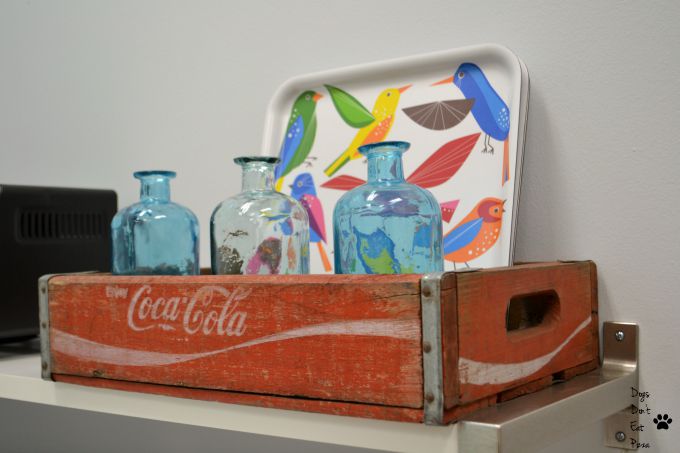 Coke crates as storage in the teachers' lounge renovation - thediybungalow.com