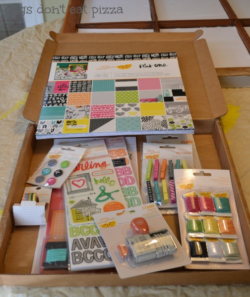 Amy-Tangerine-box-craft-supplies for sprucing up window memo board - thediybungalow.com